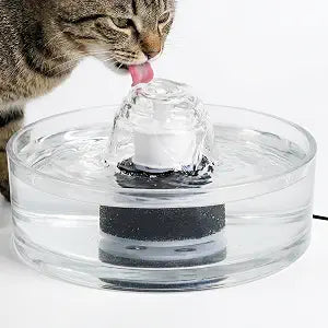 Glass Cat Water Fountain, 2.7L/91oz Pet Water Fountain, Ultra-Quiet | Circulates Water Continuously, Multi-Layer Filtration, Wide 360 Drinking Area, Easy-Clean Pet Water Bowl