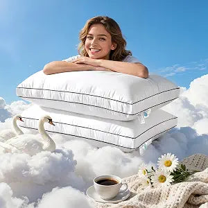 LIANLAM RDS & OekoTEX Certified Hungarian Goose Down Pillow King Size 2 Pack, Luxury Hotel Soft Fluffy for Back & Side Sleepers(20"x36",2 Pack)
