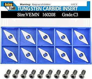 Ci4 Diamond Tungsten Carbide Replacement Cutter Inserts Planer Knives with Radius Point fit for DIY Wood Lathe Turning Detailer Tools Kit or Woodworking Machine Tools Accessories10pcs