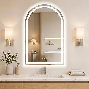 Arched LED Bathroom Mirrors with Lights 24"x36" LED Mirror for Bathroom,Led Vanity Mirror, Anti-Fog,LED Mirrors with Light, Anti-Fog, Dimmable, 3 Color, Shatterproof, Touch Sensor