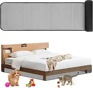 Cutable Under Bed Blocker for Pets and Toys 240 x 16 Inch Extra Tall Under Couch Blocker with Zip Ties Sofa Furniture Bumper Barriers for King/Queen Size Bed, Keeps Balls Dog Cat from Going Under Bed