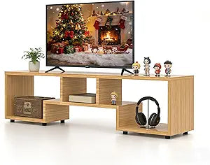 Lightdot TV Stand for TVs up to 55'', Modern Entertainment Center with Open Storage Large Capacity for Collection, Media TV Table Console for Living Room/Bedroom/Sofa Cabinet, Easy Assembly - Walnut