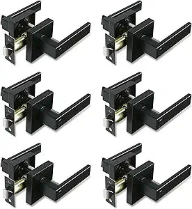NEWBANG Matte Black Door Lever Handles with Childproof Solid Door Levers for Privacy Door,HTL01-BM-CS2-BK-6P