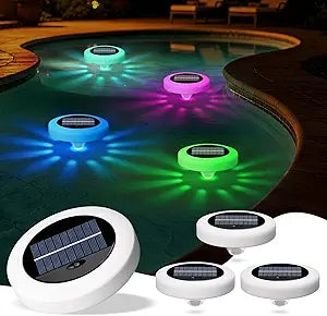 4-Pack Solar Floating Pool Lights Outdoor Waterproof Solar-Powered that Float Lights for Swimming Pool Decor Pond