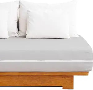 Zipper Fitted Sheet Made of 100% Microfiber Fabric Super Soft- Queen Size Upto 8 Inch Deep Pocket- Light Grey Color