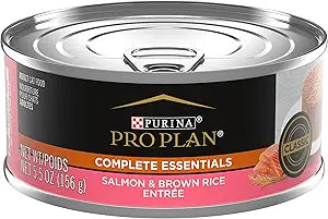 Purina Pro Plan Pate Wet Cat Food, COMPLETE ESSENTIALS Salmon & Brown Rice Entree - (Pack of 24, 5.5 Oz. Cans)