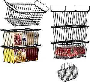 Enhanced Leak-Proof Bottom - Freezer Organizer Bins 6 Pack Stackable Deep Freezer Organizer Bins for 7 Cu.FT Small Chest Freezerorganization and storagepantry organizers(6 Pack-black)