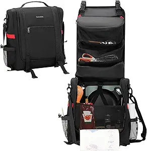 Camp Kitchen Organizer, Hanging Cooking Tools Storage Caddy Bag with Paper Towel Holder & Multi-Pockets, Portable Camping Utensils Kitchen Cookware Bag, Car Travel, Picnic, BBQ Essentials Camping Gift
