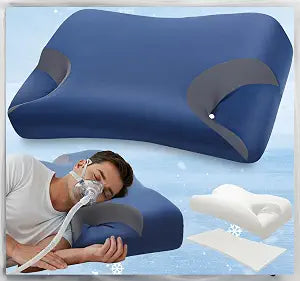 Adjustable CPAP Pillow for Side & Back Sleepers  Reduce Mask Air Leaks & Pressure, Cervical Memory Foam Neck Support with 2cm Removable Insert, Cooling Washable Cover  Fits Full Face & Nasal Masks