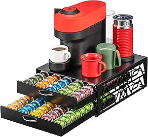 ZCDCP 2-Tier 100-Capacity Vertuo Pod Organizer for Nespresso - Space-Saving Coffee Capsule Drawer Storage System for Fits All Vertuo Pods