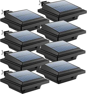 Solar Gutter Lights Outdoor, 40 LEDs Bright Solar Powered led Fence Light Deck Lights Waterproof for Wall, Deck, Fence, Stair, Step and Yard (Black Shell, 8 Pack, Warm White)