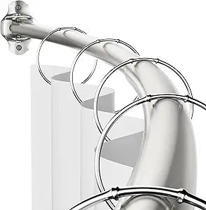 Mcrbeay Curved Shower Curtain Rod, Adjustable 40-72 inches Extra Wide Curved Shower Rods for Bathroom, Stainless Steel Round Shower Curtain Rod for Bathtub, Rustproof, Brushed Nickel