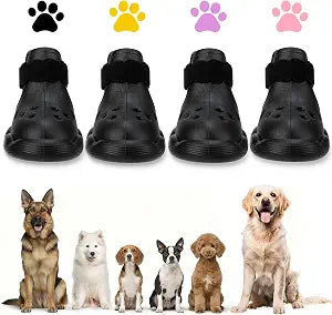 Dog Shoes for Hot Pavement and Snow - Waterproof, Non-Slip, Breathable Booties with Adjustable Straps for Small Medium, and Large Dogs (Black, XXL)