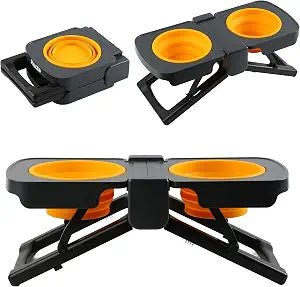 PawZ Raised Dog Bowl - Portable Feeder for Travel - Collapsible Silicone Design - 5 Cups Capacity - Lightweight Pet Feeder - Ideal for Small, Medium & Large Dogs - Dog Feeding Station