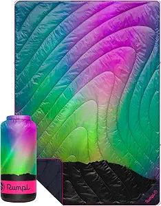 Rumpl Original Puffy 1-Person Blanket for Camping and Outdoors, Northern Lights