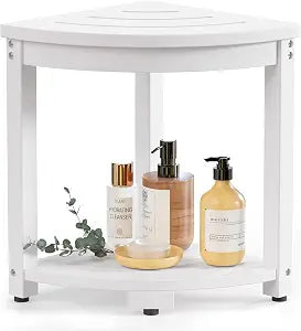 Waterproof HIPS Corner Shower Stool for Inside Shower, 17.2"H, White