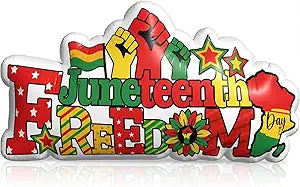 Halloscume 7.5 ft Juneteenth Inflatable Outdoor Decorations Red Green Yellow Blow up Decor Black Freedom in LED Lights for Black History Month Juneteenth Freedom Day Party Yard Lawn Supplies