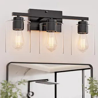 Honesorn Bathroom Vanity Light Fixtures 3-Light, 18 Inch, 60W, Matte Black