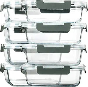 M MCIRCO [8-Pack,30 oz] Glass Meal Prep Containers,Glass Food Storage Containers,Airtight lunch Containers with Lids, Microwave, Oven, Freezer and Dishwasher