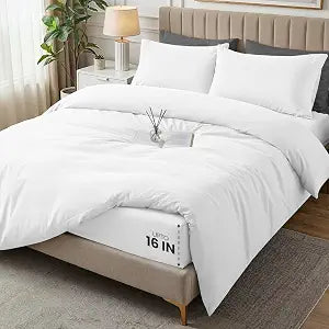 Duvet Cover King, 4 PC Cotton Like Polyester with Zipper Closure, White