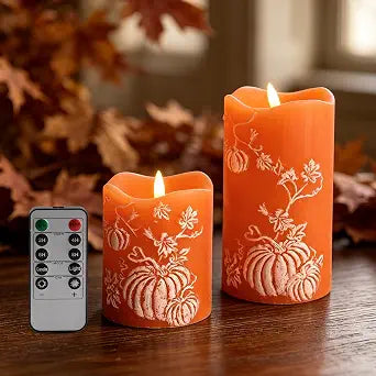DN DECONATION Fall Decorations for Home, Flameless Pumpkin LED Candles