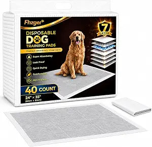 Puppy Pads Extra Large 35.4 x 23.6 Inch, 40 Count Bamboo Charcoal Dog Pee Pads, 7-Layer Leak-Proof Quick-Dry Training Pads