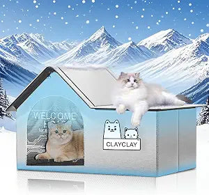 Sturdy Heated Cat House for Winter, Waterproof Insulated Outdoor Cat House with Heating Pad,Weatherproof Warm Feral Cats Shelter for Multiple Cats,Suitable for All Seasons((21"D x 15"W x 17"H)