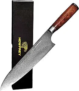 Damascus Chef Knife, 8 Inch 67-Layer Japanese Kitchen Knives Sharp VG-10 High Carbon Stainless Steel with Ergonomic Red Sandalwood Handles, for Home Kitchen Gift Idea