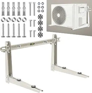 Mini Split Wall Mounting Bracket for Outside, 400 lb Heavy Duty Galvanized Steel AC Wall Mount with Leveling Bar and Anti-Vibration Pads, Fits 7000-12000 BTU Ductless Air Conditioner Heat Pump Units