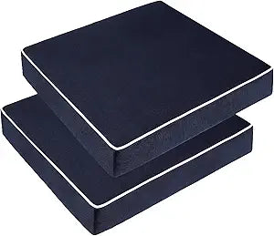 PNP FKJP Outdoor Chair Cushions Set of 2, 20x20x4 Inch Square Seat Pads Waterproof Olefin Fabric with 30D High-Density Foam and Removable Cover for Patio Furniture, Navy