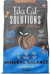 Tiki Cat Solutions Dry Cat Food, Mineral Balance, Chicken, 5.6 lbs. Bag