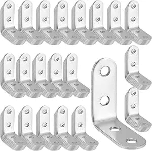 SHEUTSAN 100 PCS 40 x 40 x 16mm L Bracket Corner Brace, Joint Right Angle 90 Degree Stainless Steel Shelf Corner Braces, Angle Brackets for Wood, Furniture, Closet