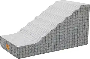 Pets Ramp for High Beds, Small Dogs & Senior Cats - Non-Slip Texture & Machine Washable Cover - Supportive Foam for Joint Comfort, Easy Climb for Couch, Sofa, Furniture (Gery)