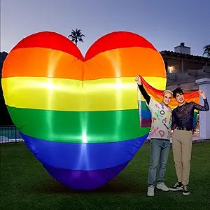MiniInflat 7ft Gay Pride Rainbow Inflatable Heart with LED Light Giant LGBTQIA Blow up Yard Decoration Gay Pride Flag Rainbow Party Decorations for Community Support Wedding Indoor Outdoor