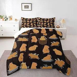 jejeloiu Capybara Comforter Set Full Size Bedding Set