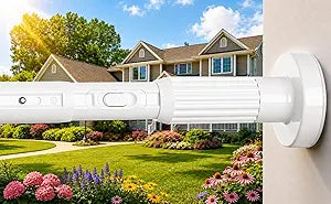 Extra Long No-Drill Tension Curtain Rod 40-166 Inches (4-14Ft), Heavy Duty Adjustable Rod for Outdoor Patio Curtains, Large Windows, Room Divider & Bathroom, White