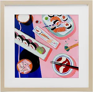 Sushi Platter Kitchen Dining, 16 x 16 Inch Framed Print Under Glass