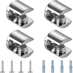 Mooche 4Pcs Glass Shelf Brackets, Adjustable for 6-10mm Glass