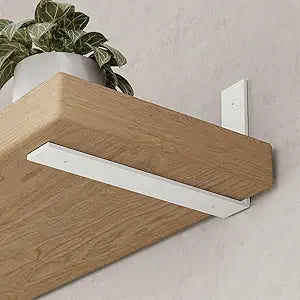 Shelf Bracket, Heavy Duty Floating Shelf Brackets 10-Inch Long, 6-Pack Brackets for Shelves, Matte White Coated L Shape Metal Wall Shelf Support Brackets with 1/5 Inch Thick and 160 lb. Load Capacity