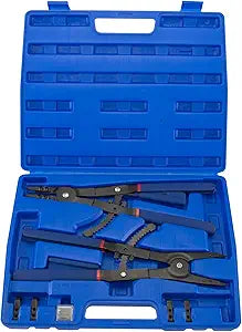 Hiltex 02016 16" Snap Ring Plier Set, 2 Piece | External and Internal Pliers | Straight, 45, 90 Tips
