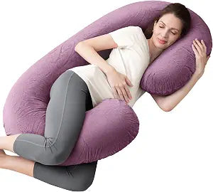 1 MIDDLE ONE Pregnancy Pillow, C Shaped Full Body Pregnant Women Sleeping Pillow for Maternity Support with Cover (Purple)