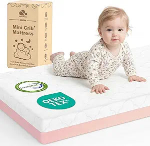 Dual Sided Pack and Play Mattress, 3 Inch Thick Soft & Firm Memory Foam Breathable Portable Pack n Play Mattresses, 4 in1 Baby Playpen Mattresses with Removable Washable Cover - 38x26x3 Inch