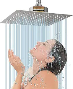 Voolan Rain Shower Head with Filtered - High Flow Bathroom Rainfall Filter Showerhead For Hard Water, Upgraded 304 Stainless Steel Construction (10"Square, Brushed Nickel)