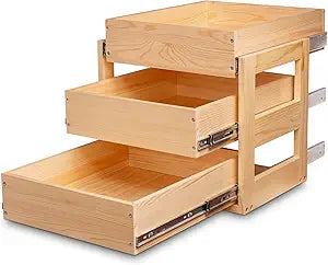 Mulush Pull Out Drawers For Cabinets, 20''W21''D19''H Soft Close Slide Out Wood Shelves Storage Organizer for Kitchen, 3-Tier, Finished, Heavy-Duty, Bottom Assembly