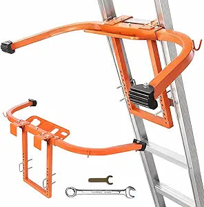 Ladder Stabilizer with Tool Tray & Hook, Heavy Duty Steel Extension Ladder Stabilizer for Roof Gutter/Wall, Stable Ladder Standoff with Wing Span and Non-Slip Rubber Feet, Ladder Accessories