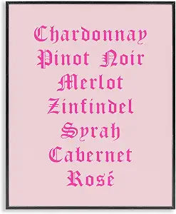 Chic Pink Wine List, 16 x 20 Inch Framed Gicle Print