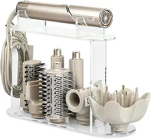 Upgraded Storage Holder for Shark FlexStyle 7-Hole Acrylic Stand Organizer for Long Barrels & Diffuser, Countertop Holder for Shark Flex Style Accessories for Bathroom Vanity Makeup Table