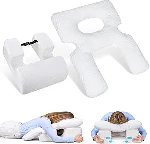 Face Down Pillow After Eye Surgery Recovery, Adjustable Prone Massage Pillow Face Down for Sleeping & Stomach Sleepers, BBL Pillows for Bed with Removable Cover