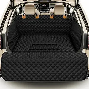Waterproof SUV Cargo Liner for Dogs - Pu Leather Pet Car Seat Cover Protector with Bumper Flap, Non-Slip Backseat Mat for SUVs, Sedans, Vans Trunk | Easy Clean, Scratch Resistant (Black, Extra Large)