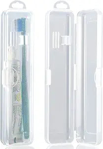 Patelai 2 Pack Toothbrush Case Container for Travel, Clear Portable Holder
